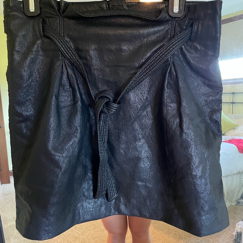 Free People Belted Leather Skirt
